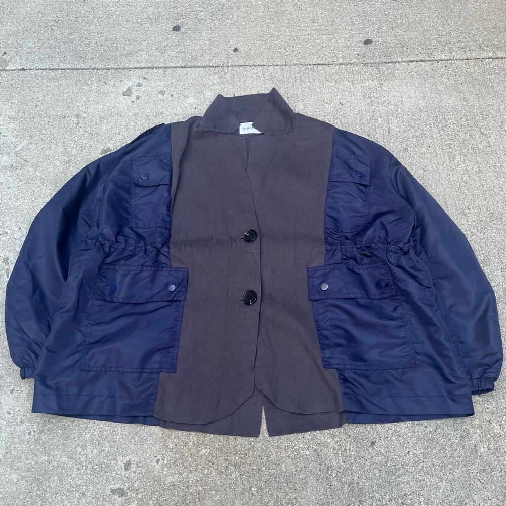 Vintage mixed material cardigan